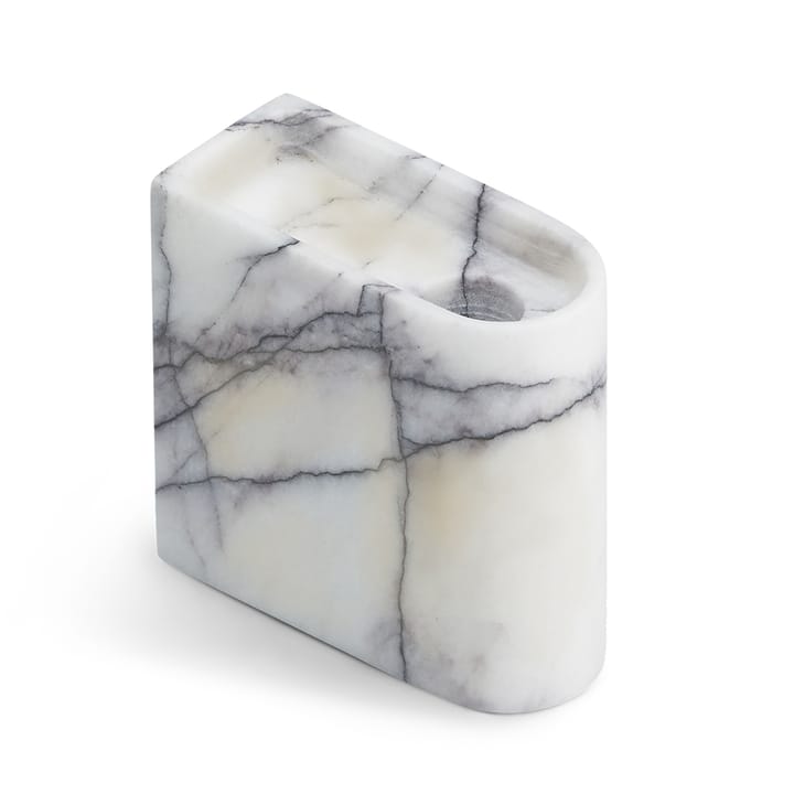 Monolith candle holder low, Mixed white marble Northern