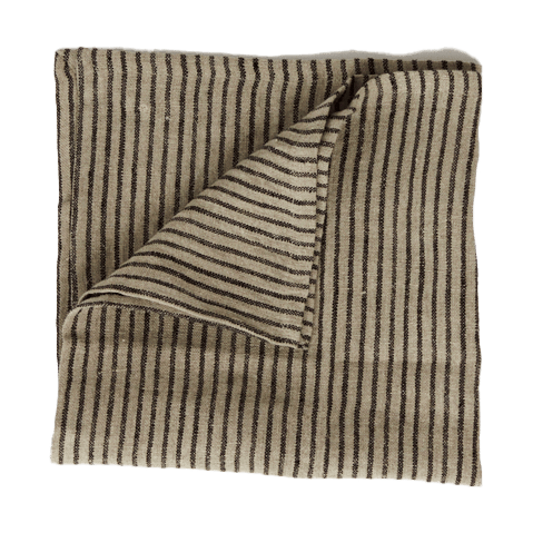 Stripe linen napkin 45x45 cm - Black Sand - Olsson & Jensen