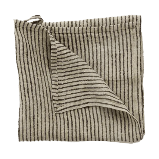 Stripe tea towel linen 45x65 cm, Black-sand Olsson & Jensen