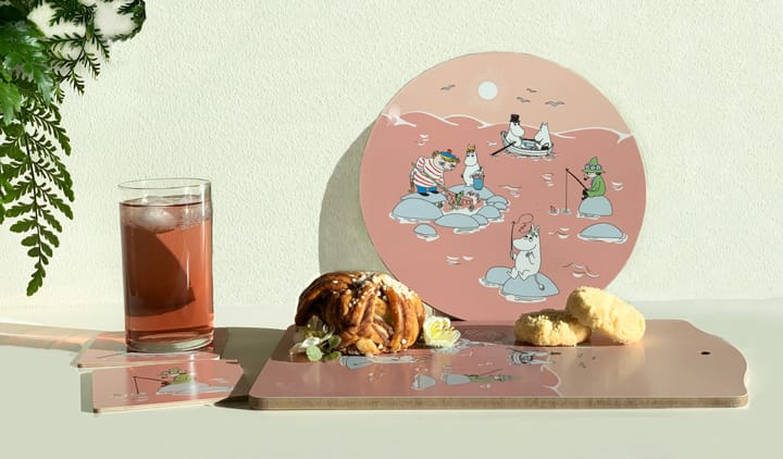 Fiske Moomin summer 2022 coaster 4-pack, Pink Opto Design