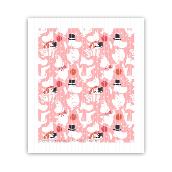 Moomin celebration dishcloth 17x14.5 cm, White-pink Opto Design