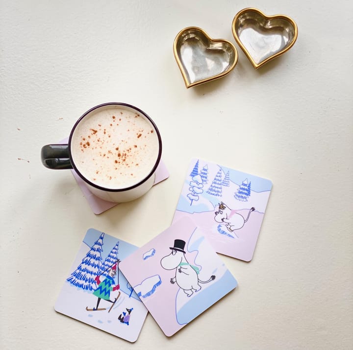 Moomin coaster winter 2022 9x9 cm 4-pack, Blue-white-pink Opto Design