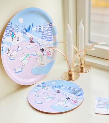 Moomin tray winter 2022 Ø31 cm - Blue-white-pink - Opto Design