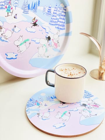 Moomin tray winter 2022 Ø31 cm - Blue-white-pink - Opto Design