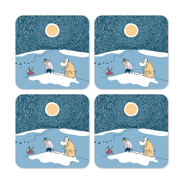 Snow moonlight coaster winter 2021 4-pack - 9x9 cm - Opto Design