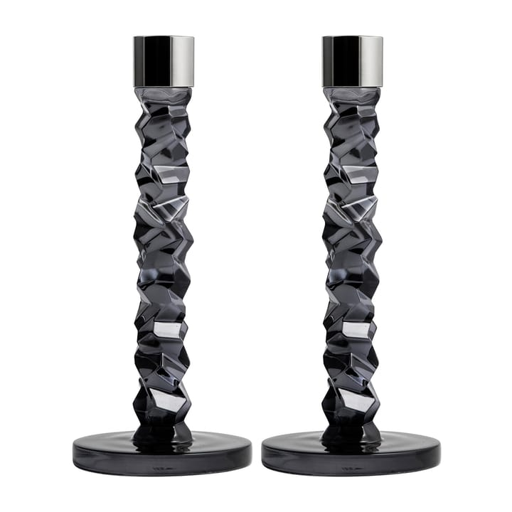 Carat candle sticks 2-pack antracite, 24.2 cm Orrefors