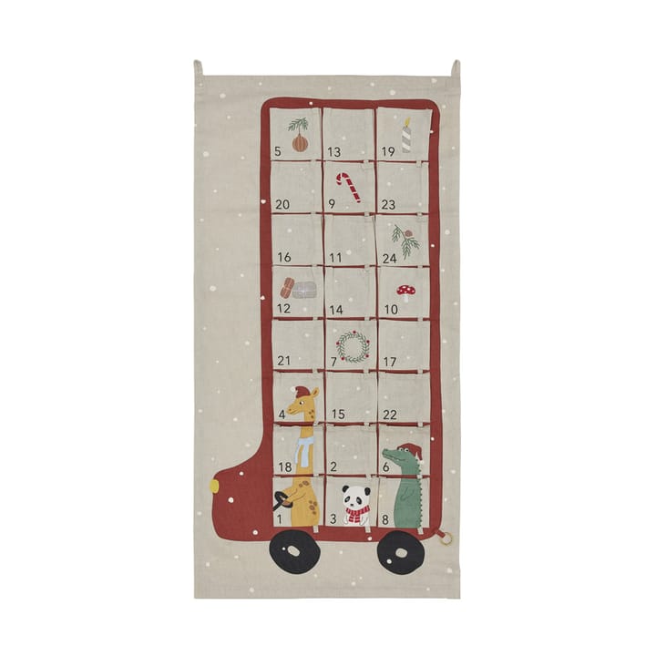 Bus advent calendar 52x104 cm, Clay-red OYOY