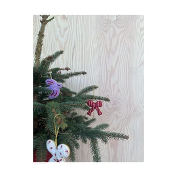 Christmas bow decoration hangers 3 pieces - Cherry red-offwhite-blue - OYOY