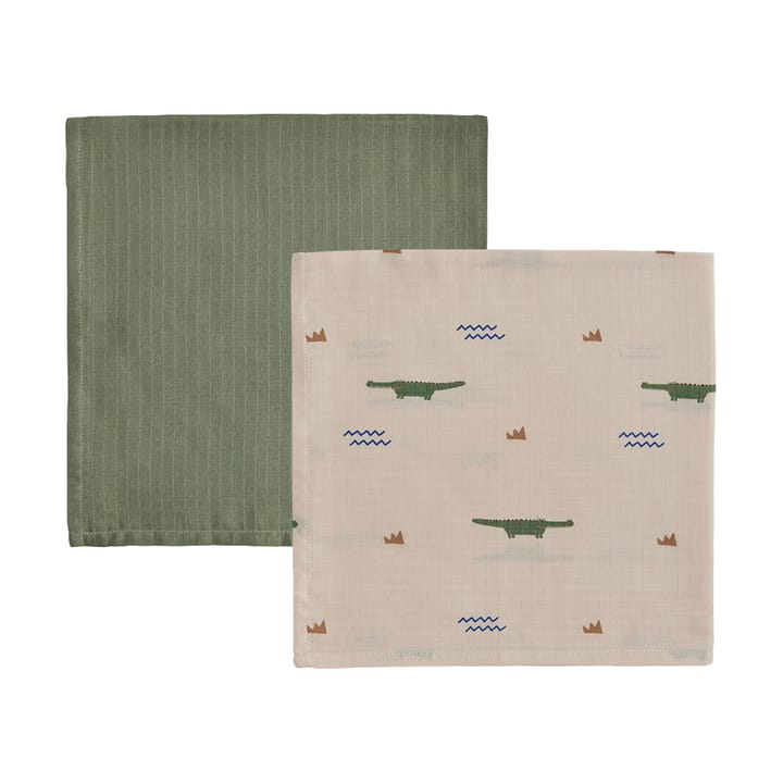Crocodile children's blanket 2-pack, Beige-olive green OYOY