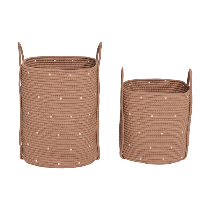 Dot storage basket 2-pack - Caramel - OYOY