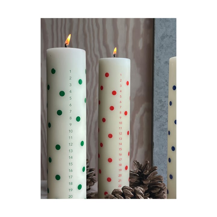 Polka calendar candle, Off-white blue OYOY