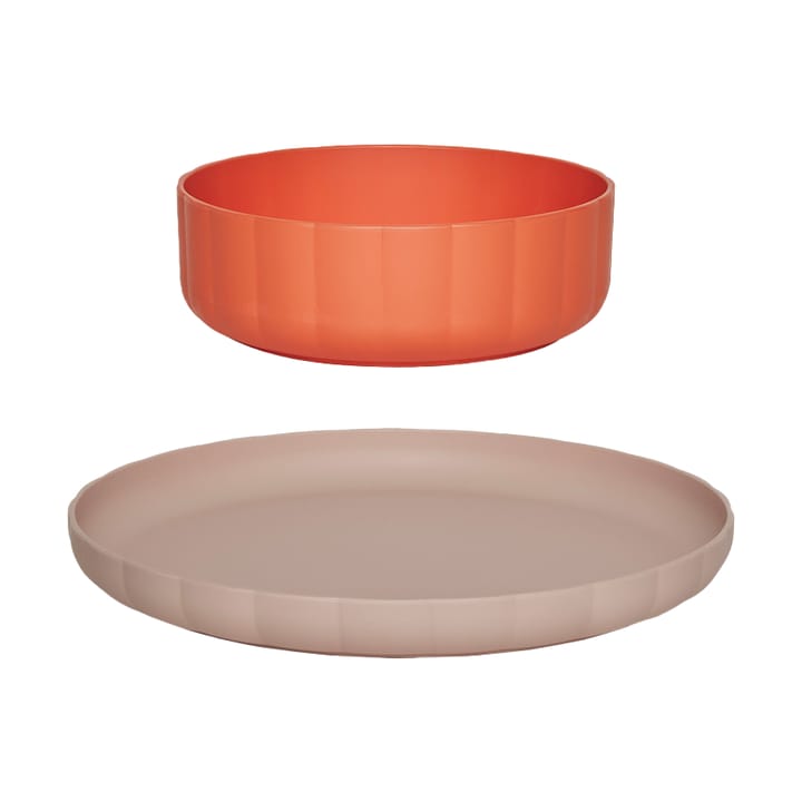 Pullo plate & bowl 2 pieces, Rose-apricot OYOY