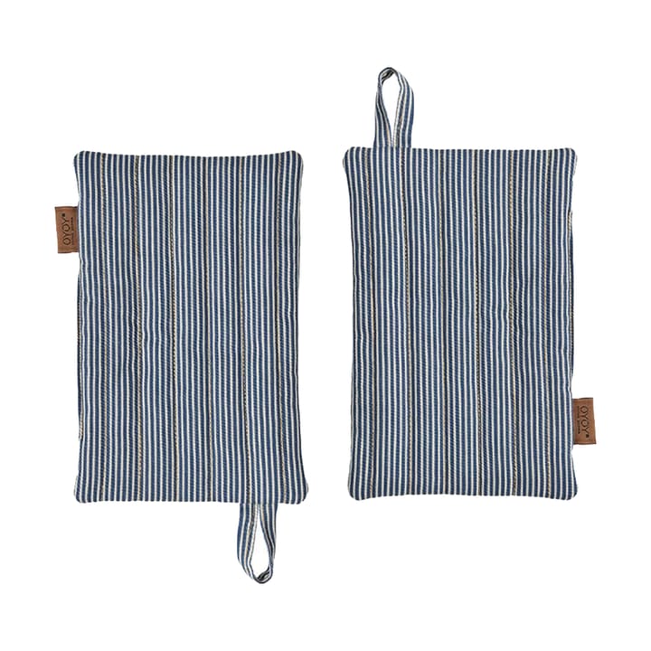 Striped denim pot holder 2-pack, Blue OYOY