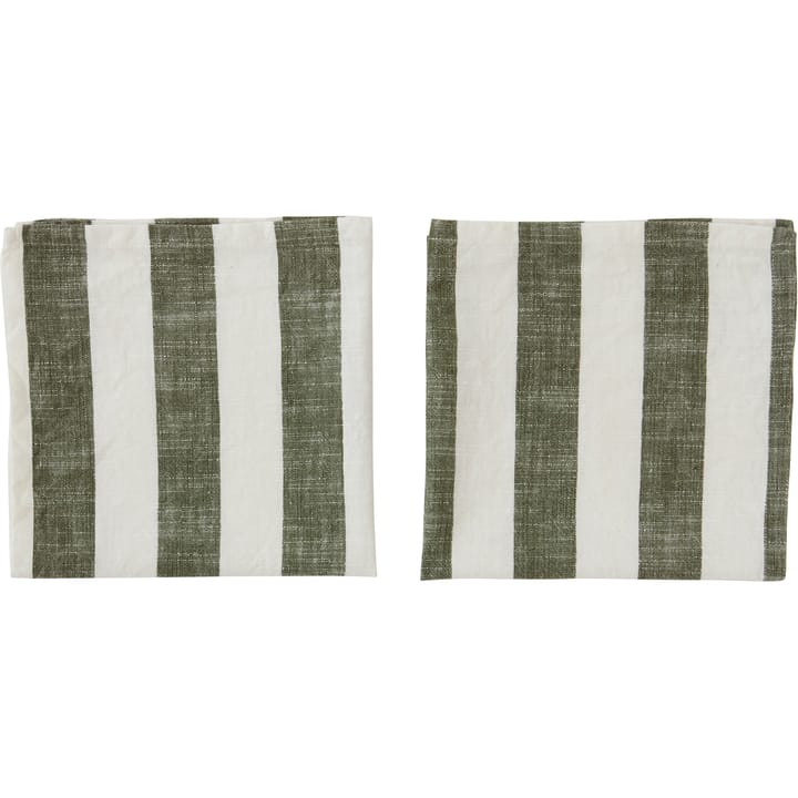 Striped napkin 45x45 cm 2-pack, Olive OYOY