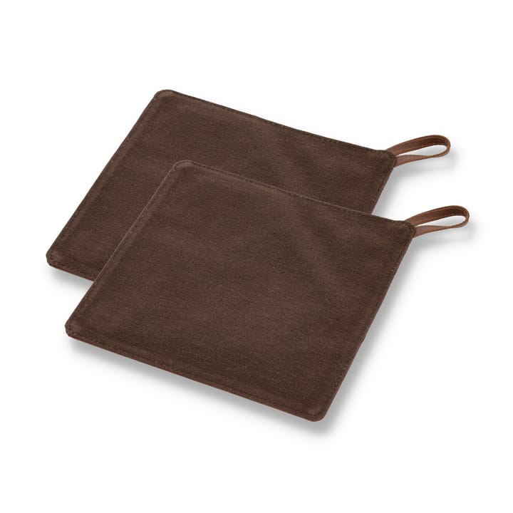 Pillivuyt Gourmet oven mitt 20.5x20.5 cm 2-pack, Brown leather Pillivuyt