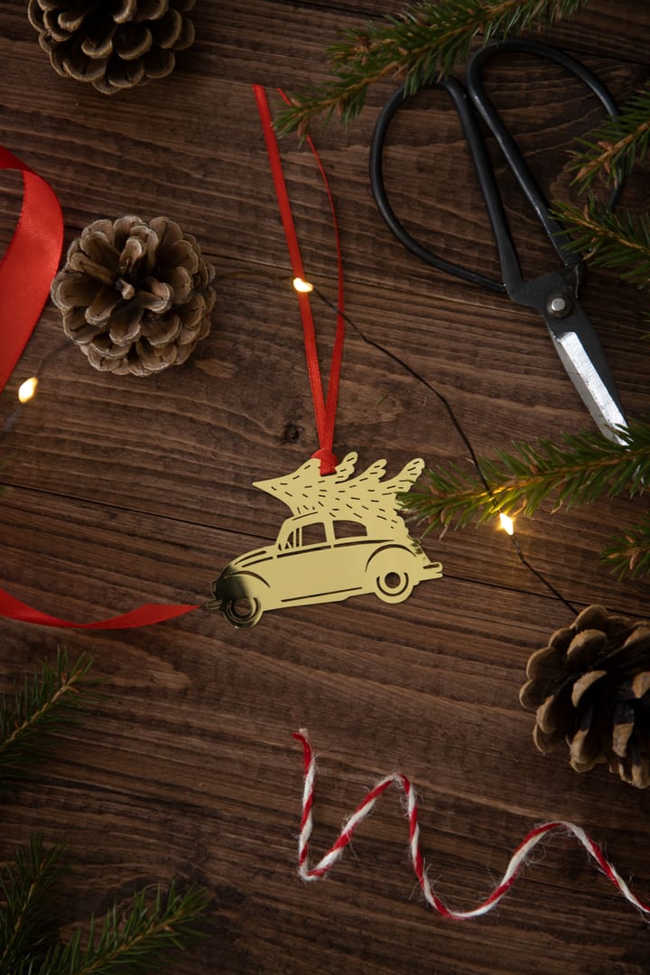 Christmas car Christmas tree bauble, Gold Pluto Design