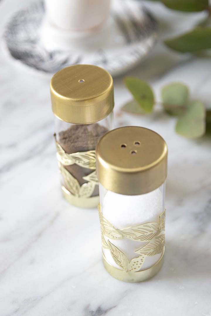 Greenska salt- and pepper mill, Gold-glass Pluto Design