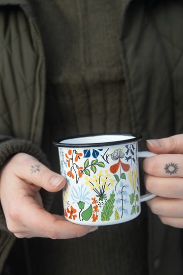 Herbarium enamel mug - White-multi - Pluto Design