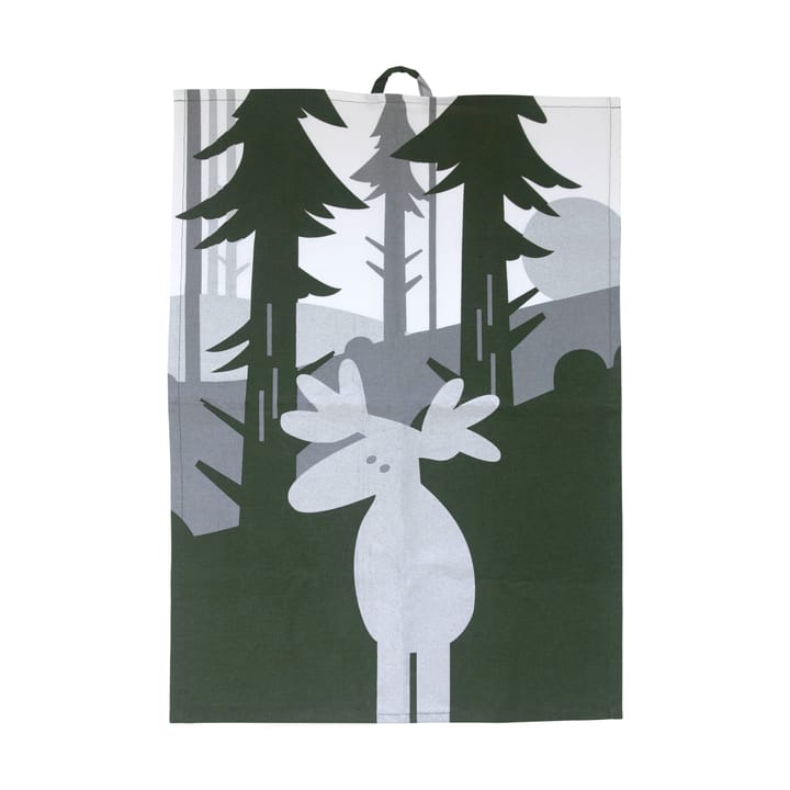 Moose kitchen towel 50x70 cm - Green-silver-white - Pluto Design