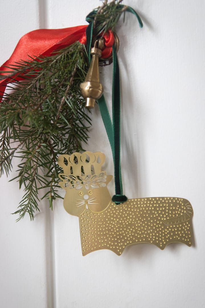 Stig L gingerbread cat decoration hanger, Gold-brass Pluto Design