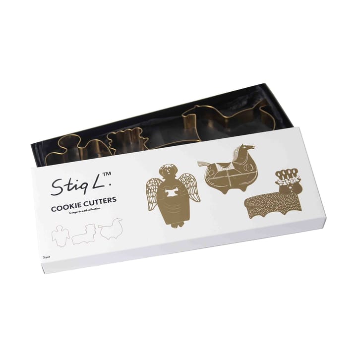 Stig L gingerbread mould 3 pieces, Gold Pluto Design