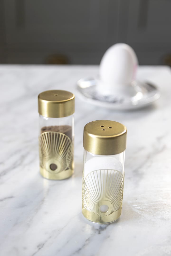 Sun salt- and pepper mill, Gold-glass Pluto Design