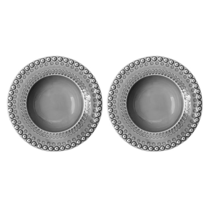 Daisy deep plate Ø 21 cm 2-pack, soft grey (grey) PotteryJo