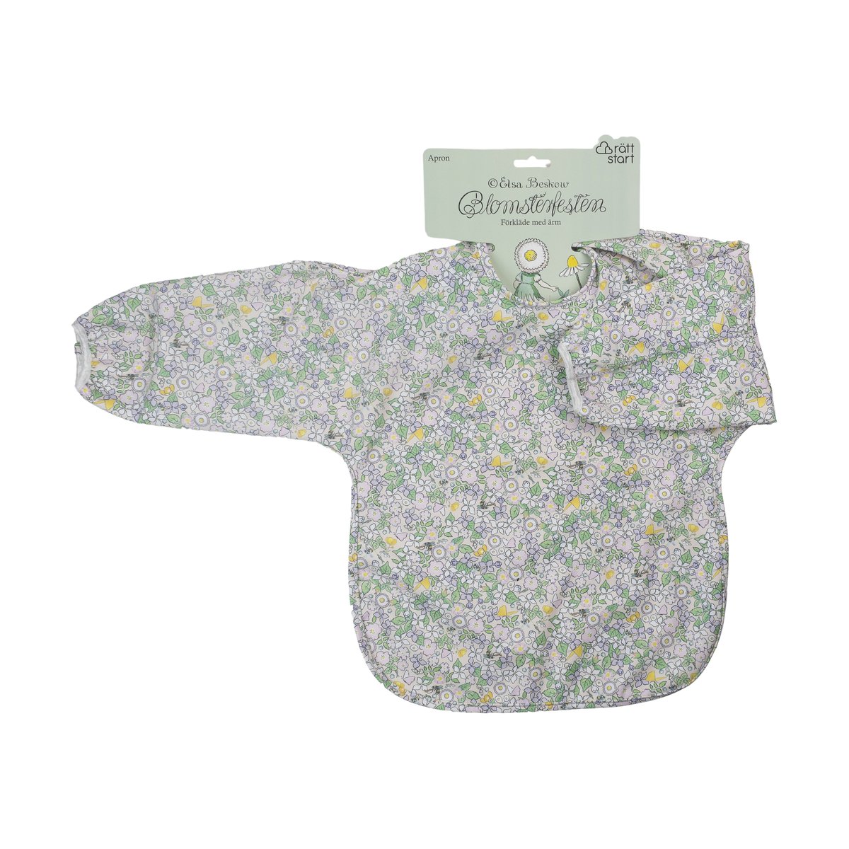 Rätt Start Elsa Beskow Blomsterfesten bib with sleeves Multi