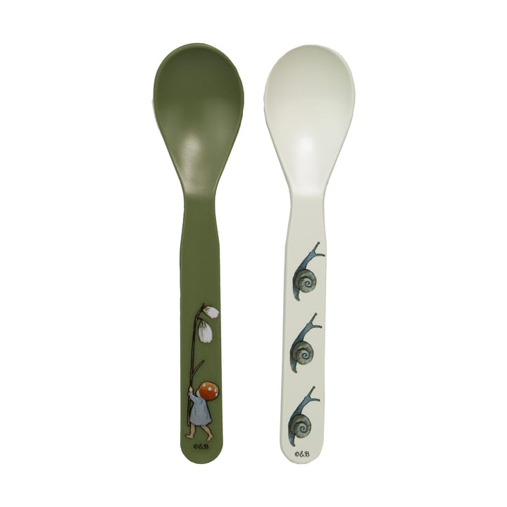 Elsa Beskow Tomtebobarnen spoon 2-pack - Green-white - Rätt Start