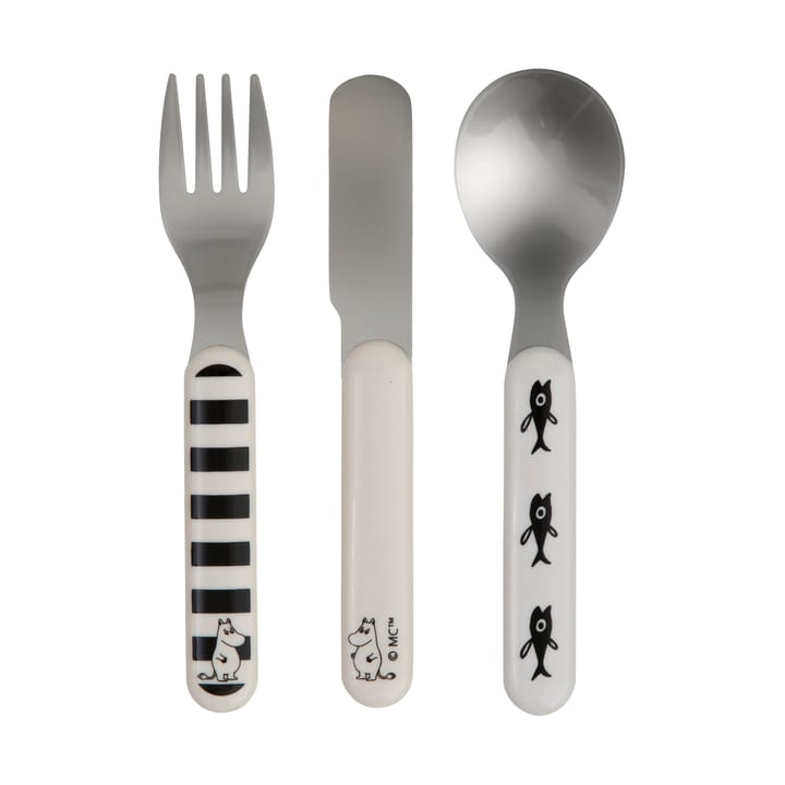 Mumin Water & Bath children's cutlery 3 pieces - Black-white - Rätt Start