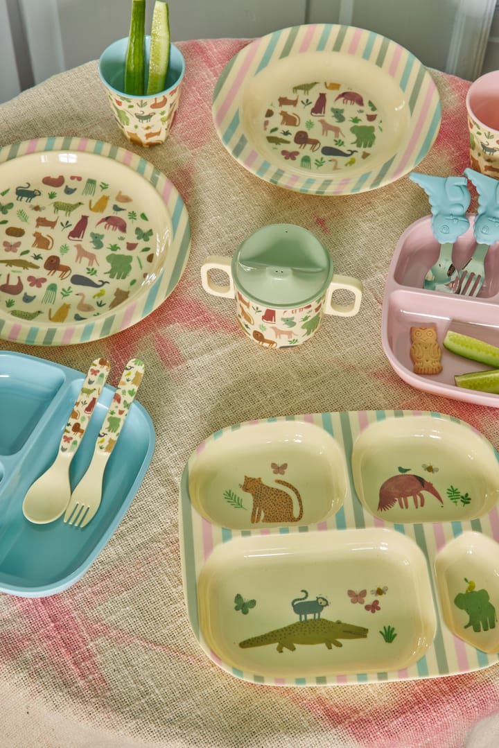 Rice children's dinnerware set 4 pieces, Sweet Jungle Print-Cream RICE