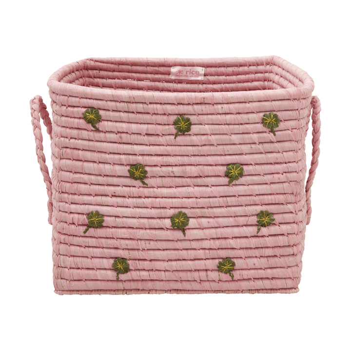 Rice raffia basket with handle 30x30 cm - Pink - RICE