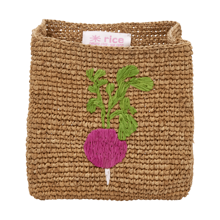 Rice raffia storage basket 2 pieces, Radish Embroidery-Tea RICE