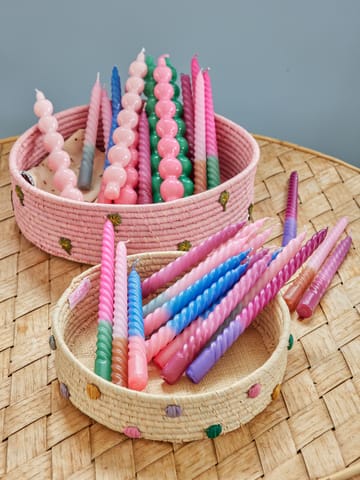 Rice raffia storage basket low Ø35 cm - Pink - RICE