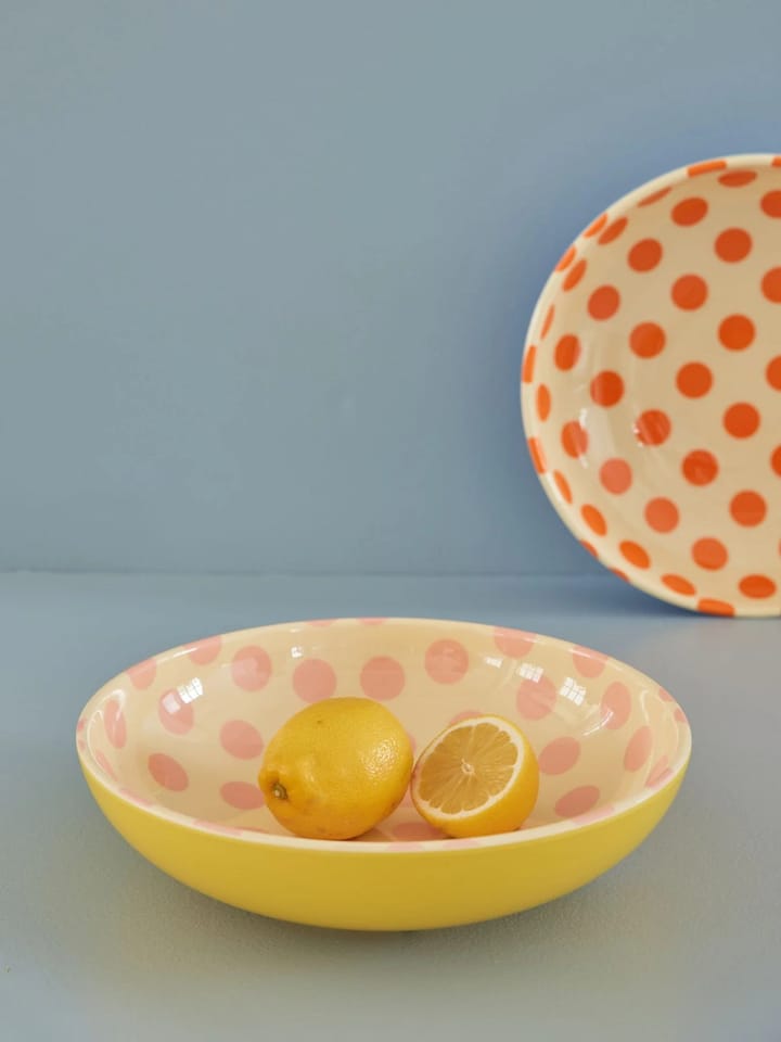 Rice salad bowl melamine Ø29.9 cm, Pink dots-yellow RICE