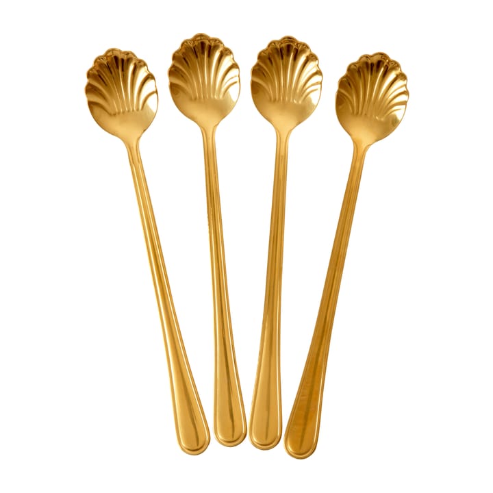 Rice Seashell latte spoon 19 cm 4-pack - Gold - RICE