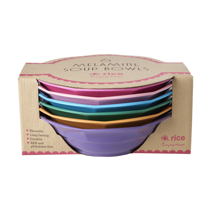 Rice soup plate melamine Ø19 cm 6 pieces, Multicolor RICE