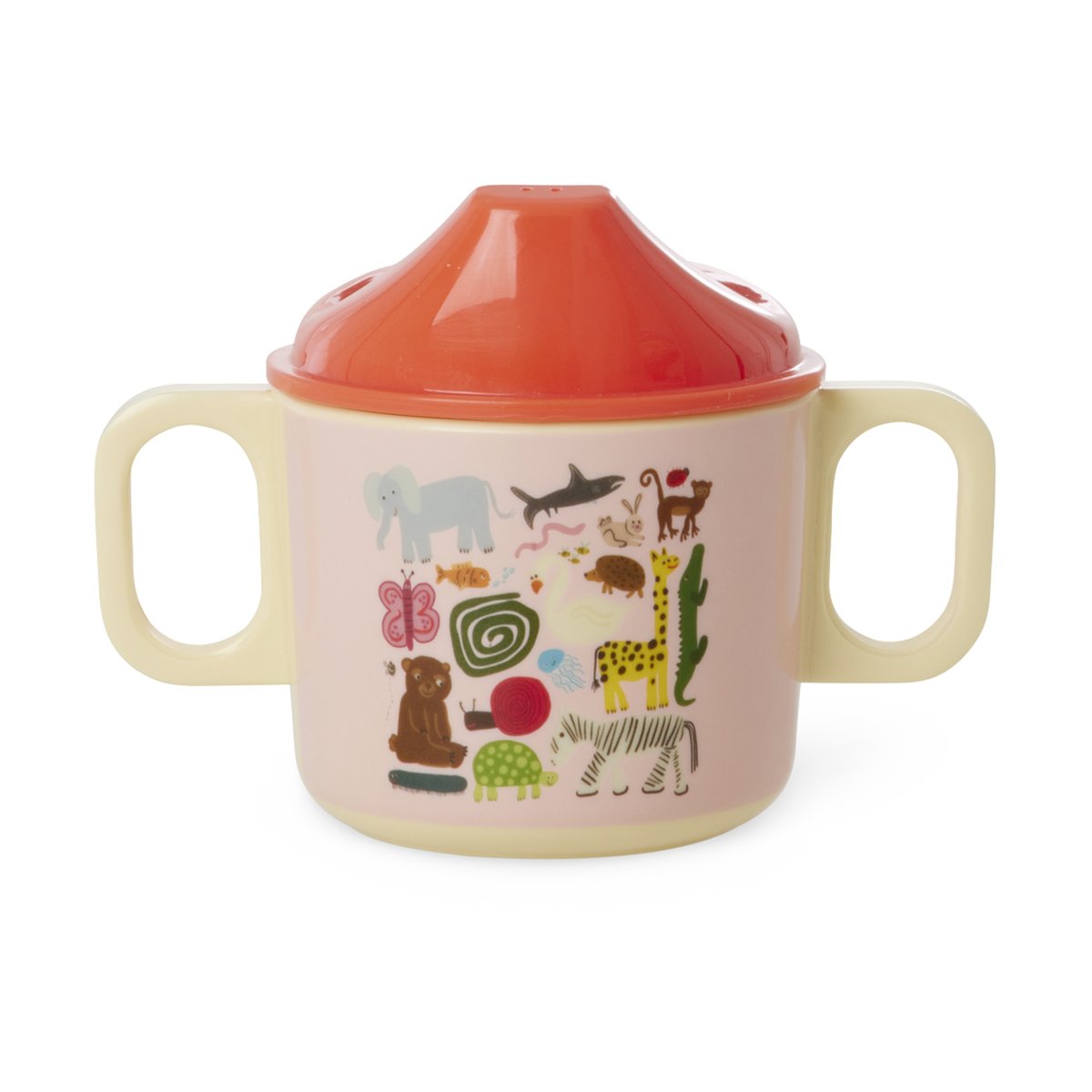 RICE Rice wildlife children"s mug with two handles 25 cl Pink