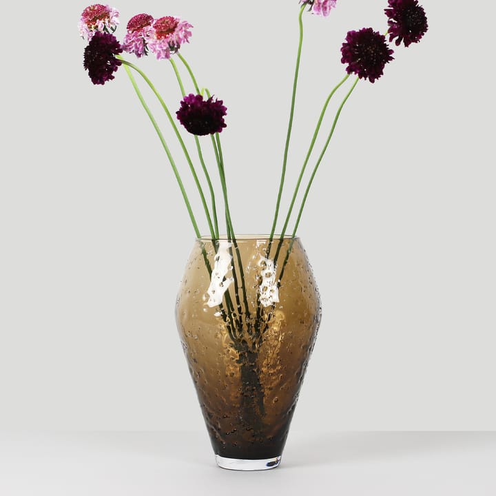 Crushed glass vase large, Sepia brown Ro Collection