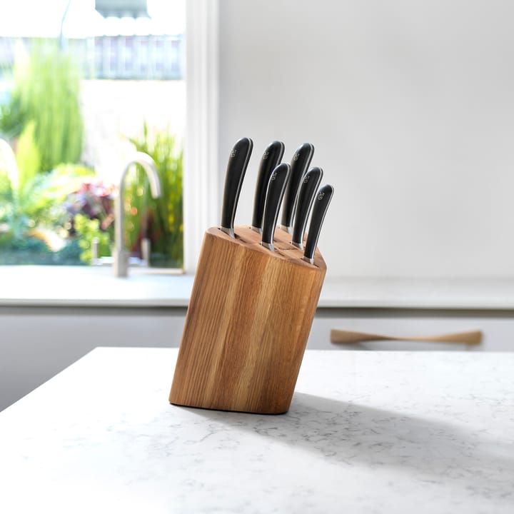 Signature Prism Oak knife block set 7 pieces, oak Robert Welch