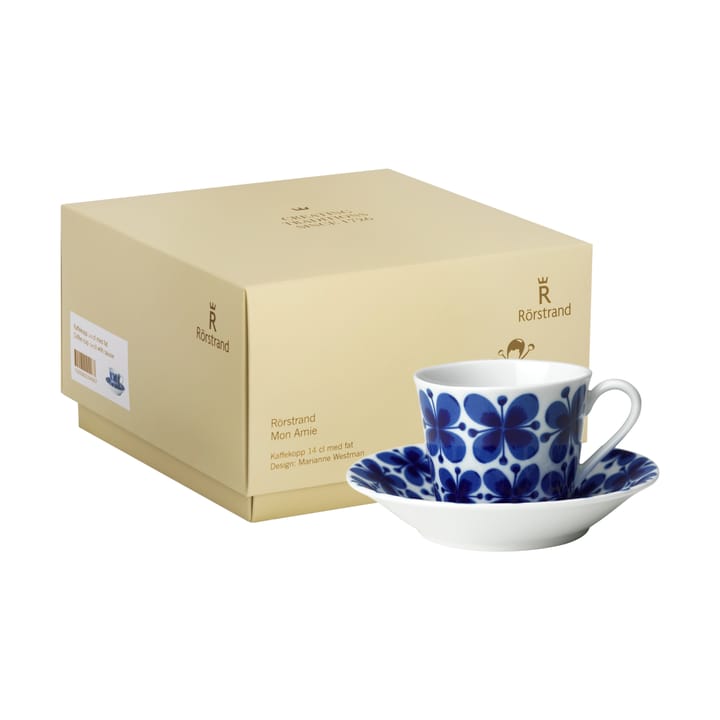 Mon Amie cup with saucer 14 cl gift wrap, Blue-white Rörstrand