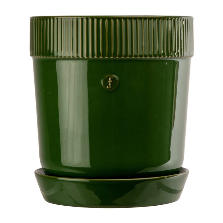 Elise flower pot with saucer Ø14 cm, Green Sagaform