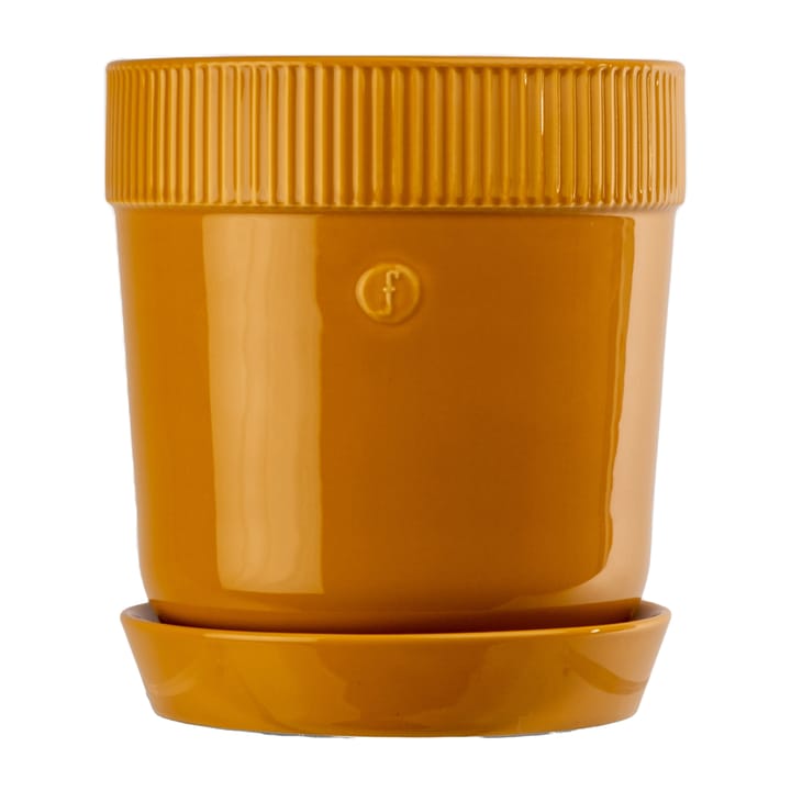 Elise flower pot with saucer Ø14 cm, Yellow Sagaform