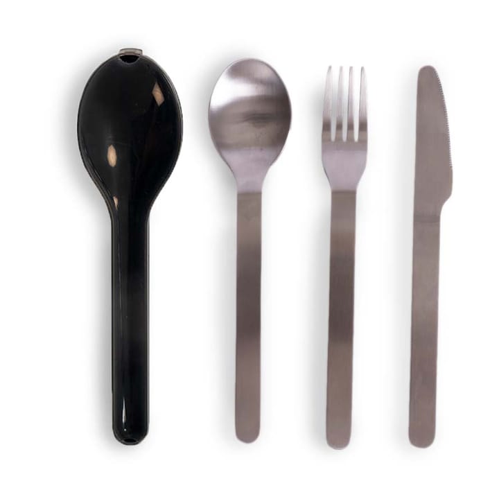 To Go cutlery 4 pieces - Black-silver - Sagaform