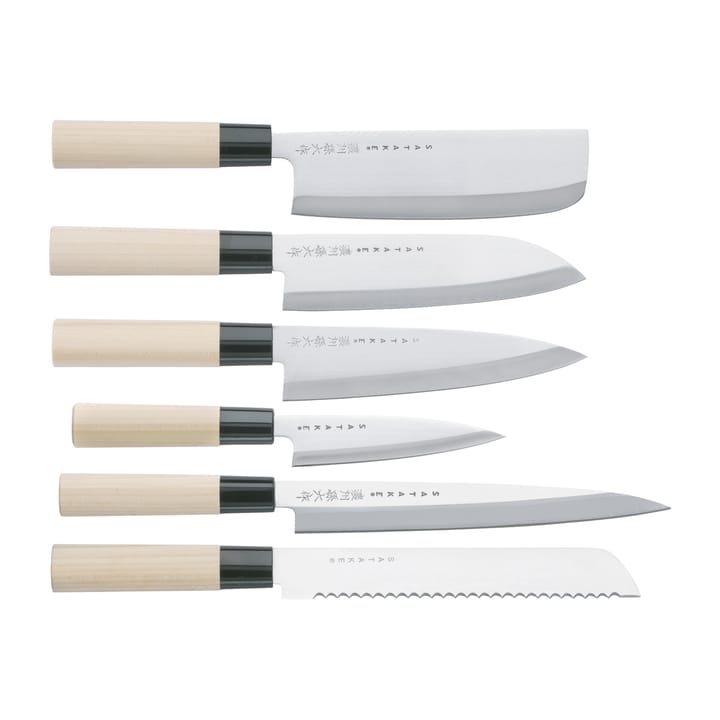 Knife set in balsa box 35x38 cm, 6 pieces Satake