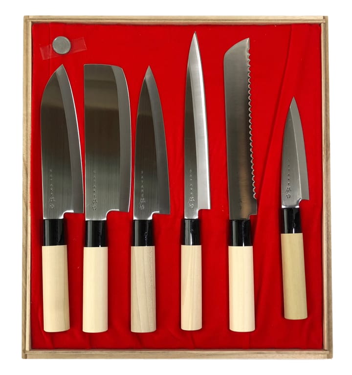 Knife set in balsa box 35x38 cm, 6 pieces Satake