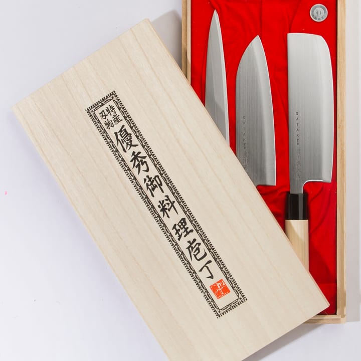 Satake Houcho knife set nakiri, sashimi & santoku, 3 pieces Satake