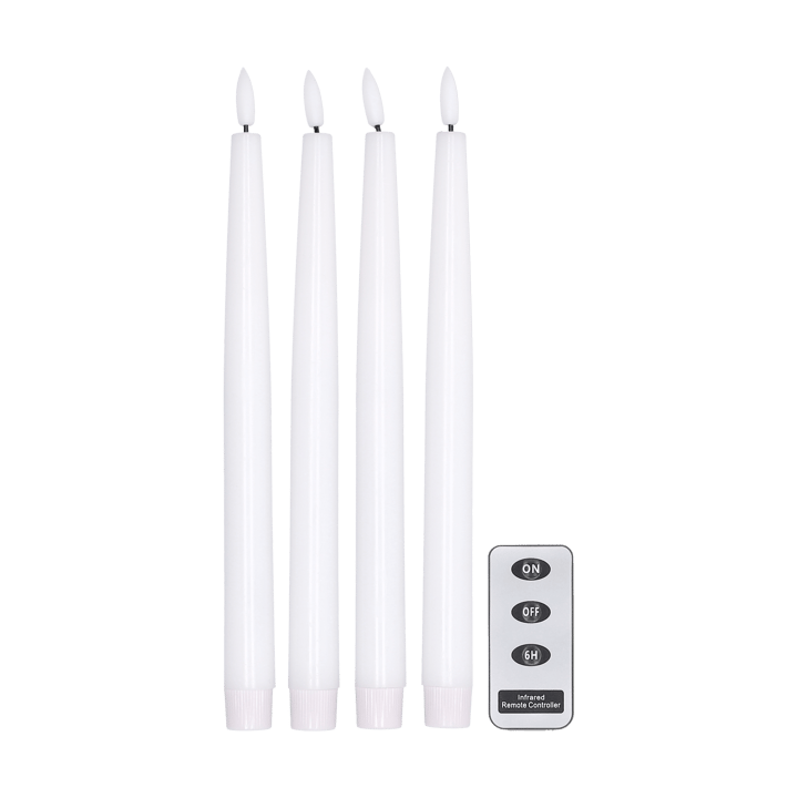 Bright LED-candle 28.5 cm 4-pack with remote control , White Scandi Essentials