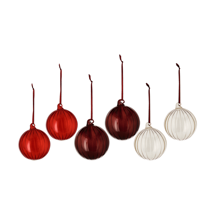 Clarity Christmas bauble Ø8 cm 6-pack - Red - Scandi Living