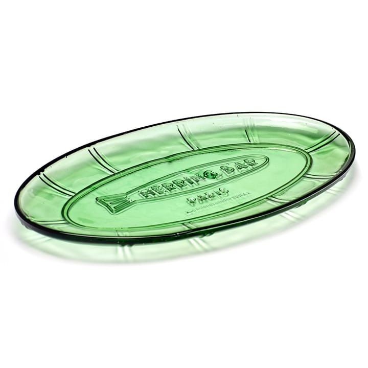 Fish & Fish oval saucer 17x31 cm, green Serax